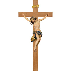 Cristo Barroco en cruz de roble simple ancha